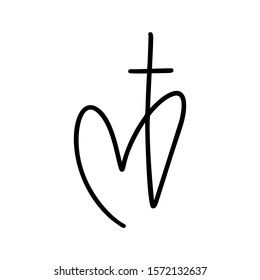 Heart With Cross Svg, Christian Logo Design Inspiration, Cross And Heart Tattoos For Women, Small Christian Doodles, White Cross Background, Christians Symbol, Christian Logo Design Ideas, Cross With Heart Tattoo, Cross Symbol Christian