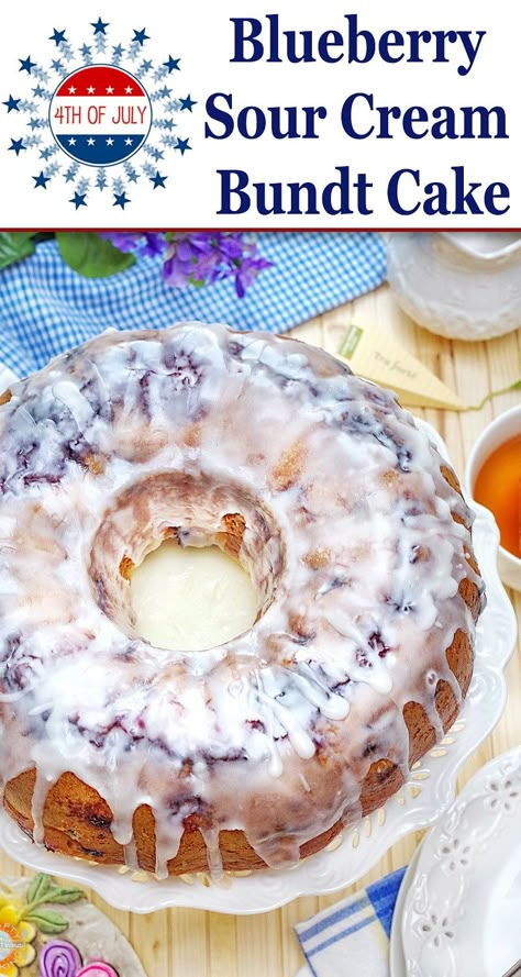 Blueberry Sour Cream Bundt Cake, Blueberry Sour Cream Cake, Blueberry Sour Cream Coffee Cake, Blueberry Bundt Cake Recipes, Sour Cream Bundt Cake, Easy Bundt Cake Recipes, Blueberry Desserts Recipes, Blueberry Bundt Cake, Bundt Recipes