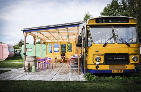 Hostel of the Week: Lucky Lake Hostel, Amsterdam - Hostelworld Bus Restaurant, School Bus Camper, Airstream Interior, Bus Living, Food Truck Business, School Bus Conversion, Bus House, Most Haunted Places, Bus Life