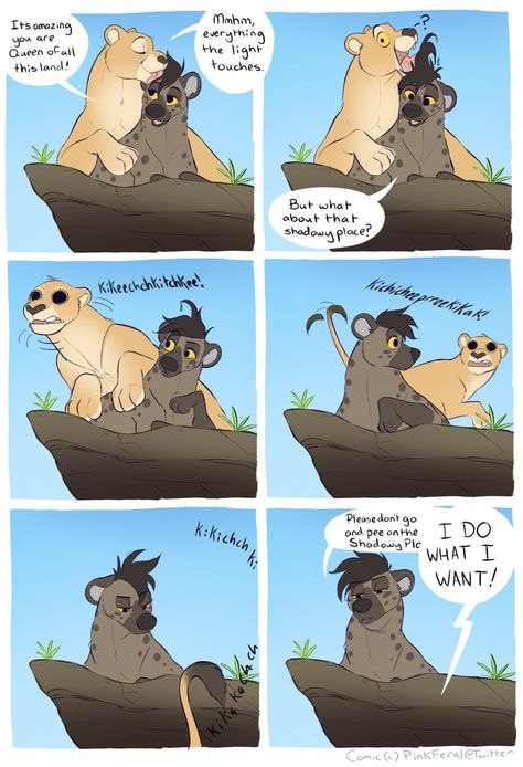 Funny Animal Comics, Do The Thing, Lion King Fan Art, Lion King Art, Cute Funny Cartoons, Bd Comics, Cute Stories, Hyena, Disney Funny