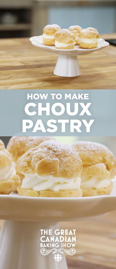 Shu Pastry Recipe, Shoe Buns Pastry, Pata Choux Recipe, Patashue Pastry, Choix Pastry, Canadian Baking Show Recipes, Pate A Choux Recipe, Choux Pastry Recipe, Canadian Baking