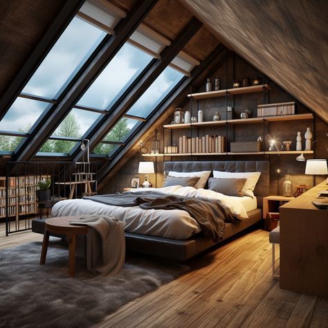 Attic Interior Design, Cozy Attic Bedroom, Attic Bedroom Designs, Storage Solutions Bedroom, Loft Bedroom, Attic Bedrooms, House Extension Design, House Arch Design, Attic Remodel