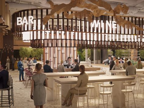 Middle East's largest food hall set to open at Dubai Festival City | Time Out Dubai Food Hall Design, Food Landscape, Food Court Design, Dubai Festival, Dubai Attractions, Mall Food Court, Dubai Food, Dubai Airport, Best Airlines