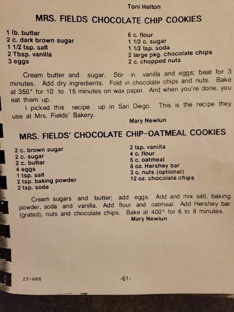 Mrs Fields Cookie Recipe, Nuka Cola Recipe, Mrs Fields Cookies, Cola Recipe, Mrs Fields, Cookie Recipes Chewy, Nuka Cola, Celebrity Recipes, Tummy Yummy