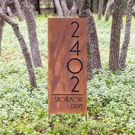 ModMettle - Etsy UK Address Marker, Magnolia House, Commercial Signage, Property Signs, Sunset Valley, Georgetown Tx, Large Sign, Address Numbers, House Number Sign