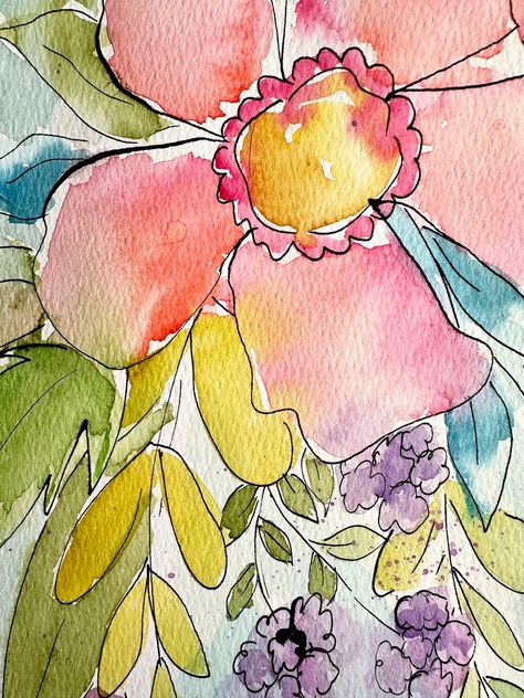 Watercolor Painting color Me Happy 11x15 Flowers. Original Watercolor Painting. This is Not a Print. Unframed. Home Decor. Gift - Etsy Floral Watercolor Painting, Color Me Happy, Floral Watercolor Paintings, Diy Watercolor Painting, Watercolor Projects, Watercolor Flower Art, Watercolor Painting Techniques, Watercolor Wall, Watercolor Paintings Tutorials