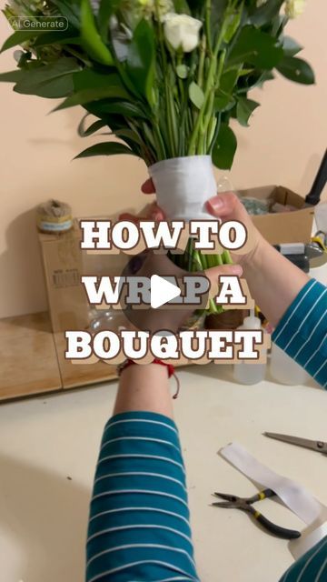 Tognoli Florist | Flower Delivery in MD on Instagram: "How to wrap a bouquet without glue 💐 . . #howto #howtowrap #bouquet #bridesbouquet #flowers #florist #freshflowers #whitebouquet #boda #flores #floreria" How To Make My Own Bouquet Diy Wedding, Diy Floral Bouquets How To Make, Diy Small Bridal Bouquet, How To Wrap Stems On Bouquet, Bachelorette Bouquet Ideas, Flower Bouquet Cheap, Easy Floral Bouquet, How To Put Together A Bouquet Of Flowers, Easy Diy Wedding Bouquet