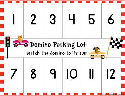 FREE domino parking lot for subitizing and addition Flip It Make It Build It Math, Domino Math, Domino Addition, Math Stations Kindergarten, Math Centres, Math Station, Number Identification, Math Number Sense, Math Work