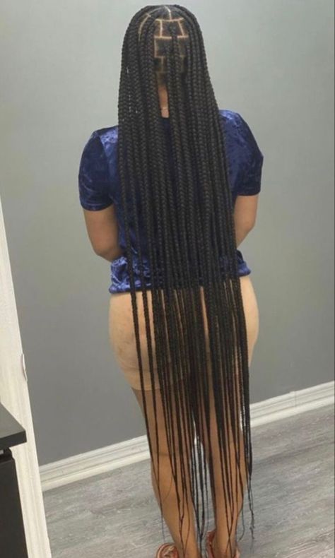 Long Weave Hairstyles Braids, Long Big Knotless Box Braids, Braided Hairstyles For Black Women Long, Extra Long Braids For Black Women, Popsmoke Braids Women, Long Braided Hairstyles For Black Women, Long Braids Black Women, Ankle Length Braids, Extra Long Knotless Braids