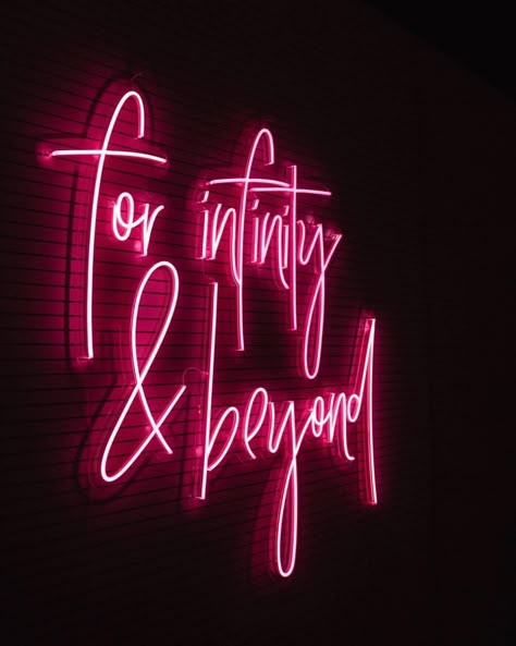 For infinity & beyond! 💫✨ Jordan & Nicole locked in their forever with one very incredible Custom Neon! What would YOUR dream Neon say? 💞 Neon Sign, The Wall, Neon Signs, Neon, Signs, Quotes, Wall