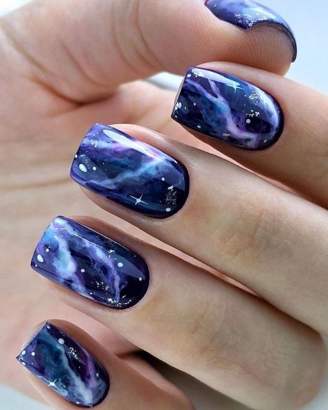 Cosmic Nails, Galaxy Nail, Galaxy Nail Art, Nail Art Designs Images, Gel Toe Nails, Valentine Nail Art, Art Designs Ideas, Galaxy Nails, Stylish Nails Designs