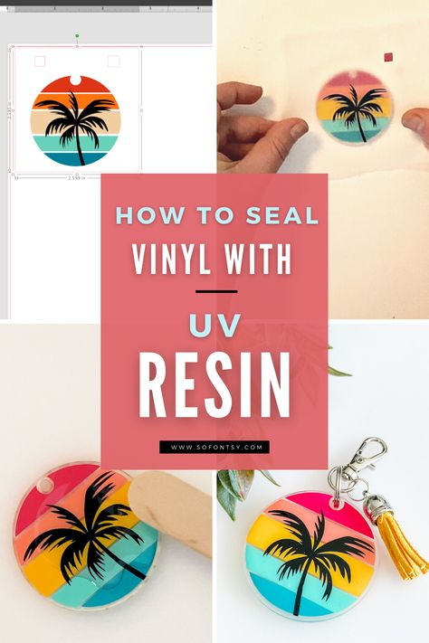 Heat Transfer Vinyl Tutorial, Vinyl Keychain, Resin Jewelry Tutorial, Diy Resin Keychain, Vinyl Projects Silhouette, Silhouette School Blog, Custom Keychains, Keychain Craft, Resin Crafts Tutorial