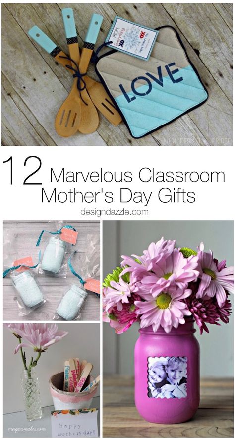 There's nothing quite as wonderful as a homemade gift from your kids! Here are 12 awesome classroom Mother's Day gift ideas perfect for teachers! | Design Dazzle Cheap Mothers Day Gifts, Easy Mother's Day Crafts, Cute Mothers Day Gifts, Homemade Mothers Day Gifts, Diy Gifts For Mom, Mothers Day Crafts For Kids, Classroom Gifts, Best Mothers Day Gifts, Unique Mothers Day Gifts