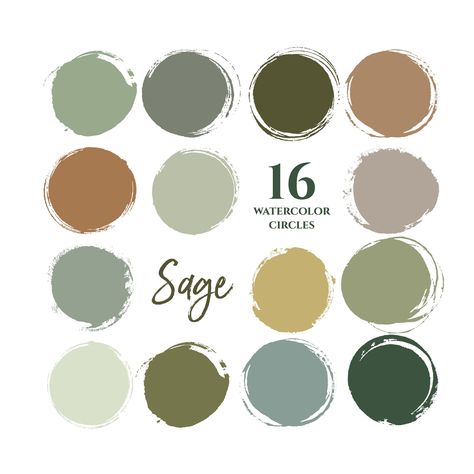 Sage green earthy neutrals colors instagram story highlight | Etsy Blog Branding Kit, Earthy Neutrals, Circle Clipart, Watercolor Circles, Instagram Story Highlight, Earthy Color Palette, Green Colour Palette, Watercolor Logo, Color Palette Design