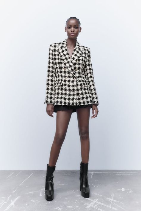 Checkered Blazer, Bright Color Dresses, Check Blazer, White Boho Dress, All Jeans, Orange Blouse, Houndstooth Blazer, Checked Blazer, Blazer And Shorts