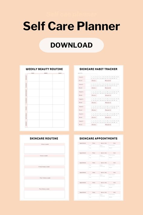 Self Care Planner | Workbook | Journal | Canva Editable Template Skin Care Journal, Skin Care Planner, Hair Care Planner, Pink Self Care, Skincare Planner, Becoming Your Best Self, Best Self Care, Skincare Habits, Self Care Planner