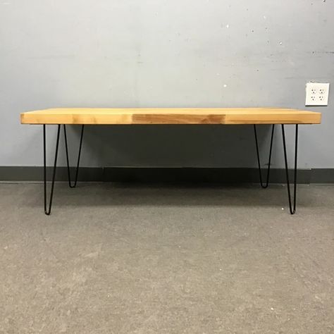 This custom coffee table will go well in any living room or rec space! Who doesn’t love a hairpin leg? 😘 Custom Mid-Century Modern Light-Stained Solid Maple Block-Top Coffee Table w/ Black Metal Hairpin Legs (48”w x 25”D x 18”H) Item Number: 16525-4 $156 was $195 Love it? Don’t miss out! You can purchase this item on our website (link in bio). Pro Tip: use the Item Number listed above to search for this exact product. Or come by our new store location anytime at 401 Elmira Road! We alway... Thrift Shop Finds, Custom Coffee Table, Mid Century Modern Lighting, Love The Earth, Pro Tip, Modern Light, Reduce Reuse, Hairpin Legs, Custom Coffee