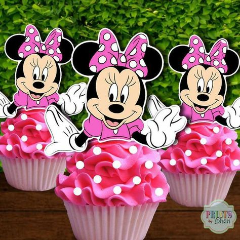 Marshmallow Toppers, Minnie Mouse Cake Pops, Minnie Mouse Cupcake Toppers, Minnie Mouse Cupcake, Minnie Cupcakes, Disney Princess Cupcakes, Minnie Mouse Birthday Theme, Minnie Mouse Cake Topper, Mouse Cupcakes