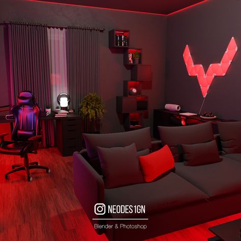 Red And Black Gamer Room, Black And Red Gaming Room, Red Gaming Room, Gray Red Bedroom, Small Gamer Bedroom, Couple Gaming Room Setup, Gaming Aesthetic, Gaming Bedroom, Gamer Bedroom