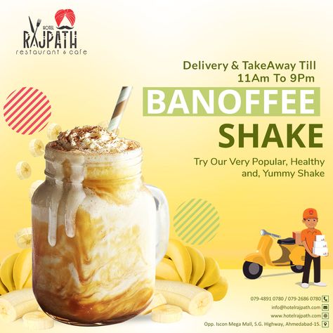 When you are feeling thirsty or simply feeling like drinking something delicious and satisfying you can always have a milkshake. Try our chilling refreshing and delicious Banoffee Shake which is inspired by iconic Banoffee pie. Order now, We provide you Delivery and takeaways Cafe Delivery, Banoffee Pie, Mocktails, Order Now, Snack Recipes, Pie, Chips, Cafe, Restaurant