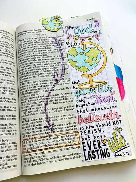 Bible Journaling Bible Verse Art Bible Verse Print great for faith journals Art Journal God so loved