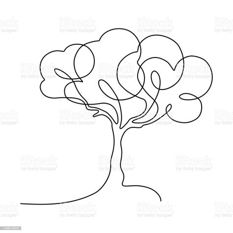 Tree Line Drawing, Tree Vector Illustration, Minimalist Tree, Illustration Tree, Continuous Line Art, Tree Outline, Tree Abstract, Tree Vector, Line Art Drawing