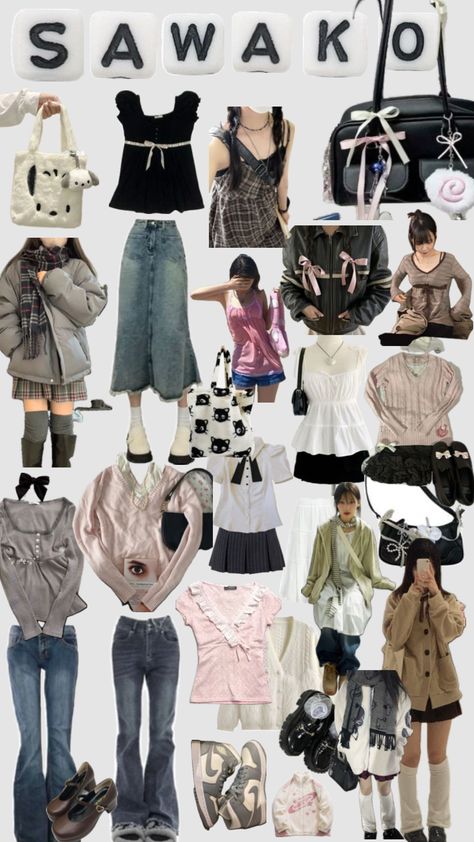 sawako fashion board #shoujo #kiminotodoke #fashionmoodboard #sawako Stylish Outfits Casual, Casual Preppy Outfits, Easy Trendy Outfits, Fashion Board, Cute Everyday Outfits, Girly Outfits, Casual Style Outfits, Preppy Outfits, Everyday Outfits