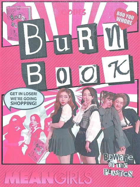 KPOP GROUP DESIGN POSTER MEAN GIRLS - Mean Girls Poster - Qodes Poster Mean Girls Graphic Design, Chemistry Branding, Campaign Posters Design Ideas, Mean Girls Poster, School Campaign Ideas, Best Canva Templates, 2000s Posters, Slam Book, Mean Girls Aesthetic