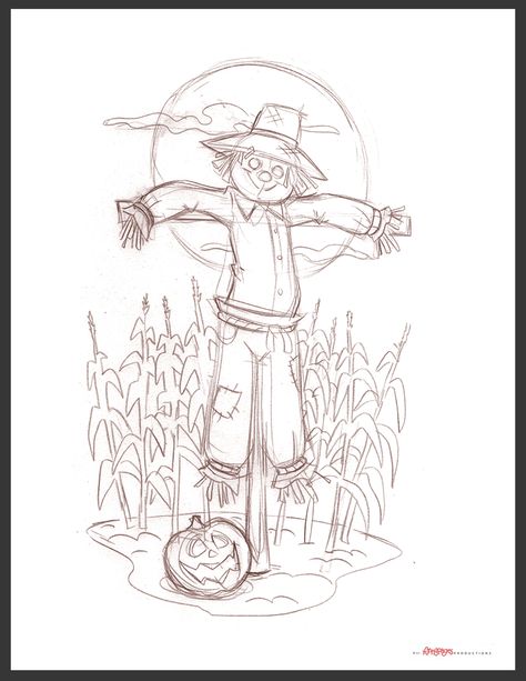 Halloween Scarecrow Drawing, Simple Scarecrow Drawing, Pumpkin Scarecrow Drawing, Easy Scarecrow Drawing, Scary Scarecrow Drawing, How To Draw A Scarecrow, Cute Scarecrow Drawing, Scarecrow Reference, Autumn Drawing Pencil