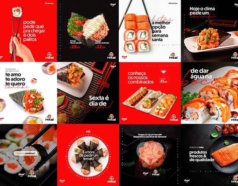 Social Media - Hitai Sushi Sushi Social Media Post, Sushi Social Media Design, Sushi Graphic Design, Food Creatives Social Media, Sushi Ads, Restaurant Social Media Design, Food Social Media Design, Food Social Media, Restaurant Advertising