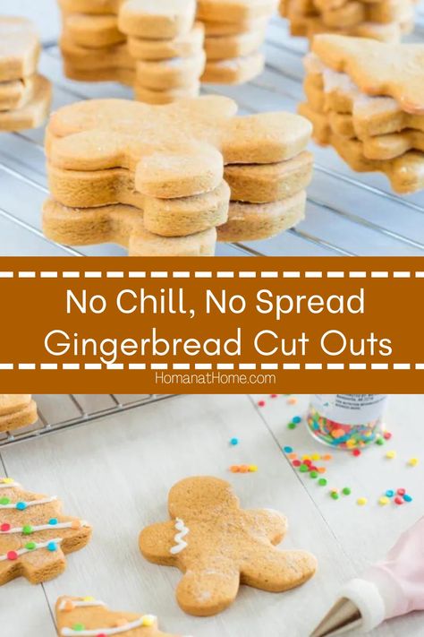 Cutout Gingerbread Cookie Recipe, No Chill Gingerbread Roll Out Cookies, Gingerbread Cookies For Kids, Gingerbread Cookies That Don't Spread, Best Cut Out Gingerbread Cookies, Quick Gingerbread Cookies, Easy Gingerbread Men Cookies, No Chill No Spread Gingerbread Cookies, No Chill Gingerbread Cookie Recipe