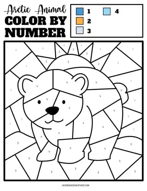 Polar Bear Color By Number Printable Polar Bear Worksheets Preschool, Polar Bears Kindergarten, Arctic Animals Printables, Polar Bear Coloring Pages, Arctic Animals Preschool Activities, Arctic Animals Activities, Polar Bears Activities, Arctic Animals Preschool, Polar Bear Color