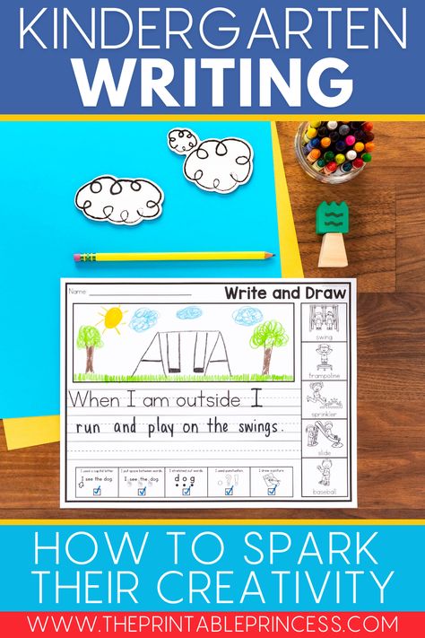 Looking to spark creativity in kindergarten writing? Check out these ideas and tips for helping your young writers infuse more creativity and detail into their writing in kindergarten. Creative Writing For Preschoolers, Creative Writing For Kindergarten, Kindergarten Writing Lessons, Writing In Kindergarten, Pigeon Books, Word Building Activities, Writing Conventions, Writing Center Activities, Kindergarten Writing Prompts