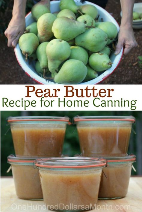 Pear Butter Recipe, Canning Pears, Easy Canning, Pear Butter, Canning 101, Canning Jam, Pear Recipes, Jam And Jelly, Jelly Recipes