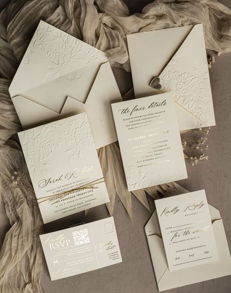 Step into a realm of refined sophistication with our exquisite Ivory & Gold wedding invitations. Each detail is a testament to timeless beauty, where simplicity meets opulence, creating an invitation suite that transcends trends. Unveil the allure of timelessness with our Ivory & Gold Wedding Invitations. From the first touch to the last impression, let your wedding stationery be a symphony of elegance and refined simplicity. Fine Art Embossed Ivory Gold Wedding Invitation The journey b Cream Wedding Invitations Elegant, White Embossed Wedding Invitations, Modern Wedding Invitations Luxury, Debossed Invitation, White And Gold Wedding Invitations, Unique Wedding Invitations Elegant, Ivory Gold Wedding, Boho Style Wedding Invitations, Wedding Invitations Champagne