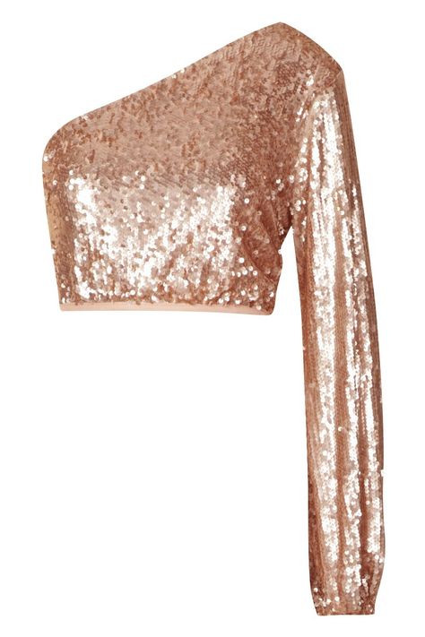 One Shoulder Sequin Crop Top | Boohoo Glitter Blouse Designs, Lyra Outfits, Glitter Tops Outfit, Modest Crop Top, Glitter Blouse, Tops Outfit, Surprise Dance, Blouse Tops Designs, Yard Party