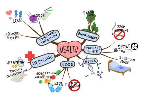 Mind map on the topic of health and healthy lifestyle. Mental map vector illustr , #Aff, #health, #healthy, #topic, #Mind, #map #ad Peta Minda, Mind Map Art, Food Doctor, خريطة ذهنية, Mental Map, Sketch Note, Career Counseling, Mental Health Resources, Good Environment