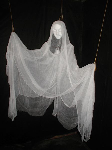 puppet Ghost Puppet, Homeade Halloween Costumes, Halloween Garden Decorations, Flying Ghost, Halloween Themed Birthday Party, School Halloween Party, Halloween Ghost Decorations, Halloween Outside, Halloween Decorations Diy Outdoor