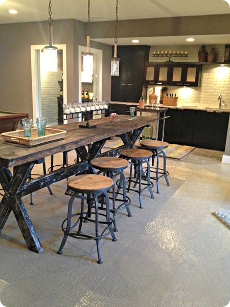 Table de travail Bar Height Farmhouse Table, High Farm Table, Bar Height Dining Table Farmhouse, Long Tall Table Bar, Farmhouse Style Bar Stools, Regal Industrial, Long Narrow Living Room, Bar Height Dining Table, Industrial Farmhouse Decor