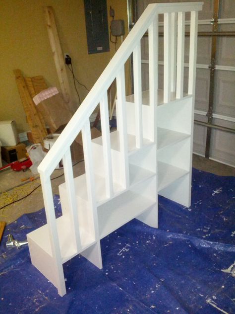 Diy Bunk Bed Stairs, Diy Loft Bed Stairs With Storage, Loft Bed Stairs Diy Plans, Loft Bed With Stairs Plans, Bunk Bed Stairs With Storage Diy, Cube Stairs For Loft Bed, Diy Bunk Bed Stairs With Drawers, Bunk Bed Steps, Loft Bed Stairs