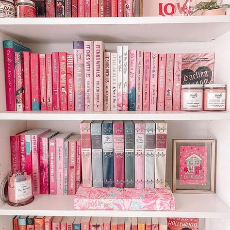 Tina Likes Books / Bookstagram on Instagram: "💖PINK WEDNESDAYS💖 I need more pink books. Give me some pink book/pink spine book recs please!! 😆 ❓What is your favorite color? 🙋🏻‍♀️ 💖💖💖 is mine. 😆 . . . . #tinalikesbooks #bookstagram #booksbooksbooks #bookstagrammer #bookinfluencer #bookfluencer #bookreviews #bookreviewer #romancebooklover #pinkwednesday #onwednesdayswestackpink #onwednesdayswewearpink #onwednesdayswereadpink #pinkbooks #pinkaesthetic #pinkaesthetics #bookshelf #bookshelve Many Books Aesthetic, Pink Aesthetic Library, Pink Aesthetic Bookshelf, Pink Bookshelf Aesthetic, Pink Library Aesthetic, Girly Bookshelf, Pink Reading Aesthetic, Pink Bookstagram, Pink Books Aesthetic