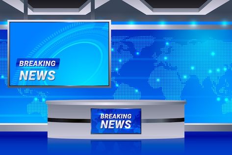 Free vector realistic news studio backgr... | Free Vector #Freepik #freevector #news-studio #television-studio #tv-studio #tv-news New Television, Virtual Studio, Christmas Props, Studio Green, Green Screen Video Backgrounds, News Studio, Studio Background, Video Background, New Backgrounds