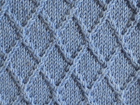 Diamond Lattice Knitting Stitch. How to Knit the Left and Right Twists Left Twist (LT) – Skip the first stitch and knit the second stitch... Trellis Stitch, Diamond Knit Stitch Pattern, Lattice Knitting Pattern, Knit Stitch Patterns Cables, Lacy Cable Knit Stitches, Lattice Cable Knit Stitch, Knit Stitch Patterns Free, Cable Knitting Patterns, Knitting Stitches Tutorial