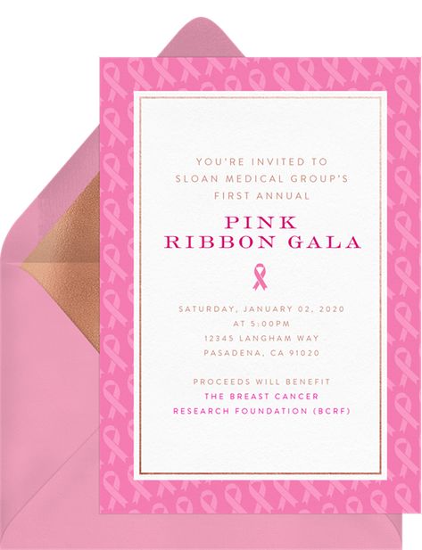 Charity Event Invitation, High Tea Invitations, Creative Fundraising, Ribbon Invitation, Gala Invitation, Wording Ideas, Invitations Pink, Event Invitations, Create Invitations