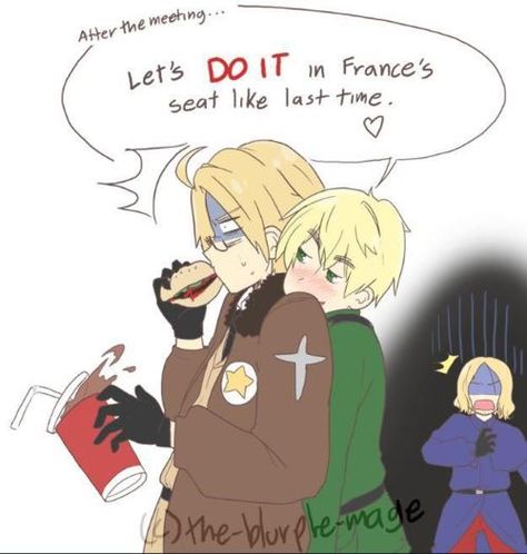 poor France I feel sorry for him... but go England and America my favourite couple from hetalia Hidekaz Himaruya, Hetalia America, Hetalia Funny, Hetalia Ships, Hetalia Axis Powers, Couples Photo, Axis Powers, Hetalia, Look On