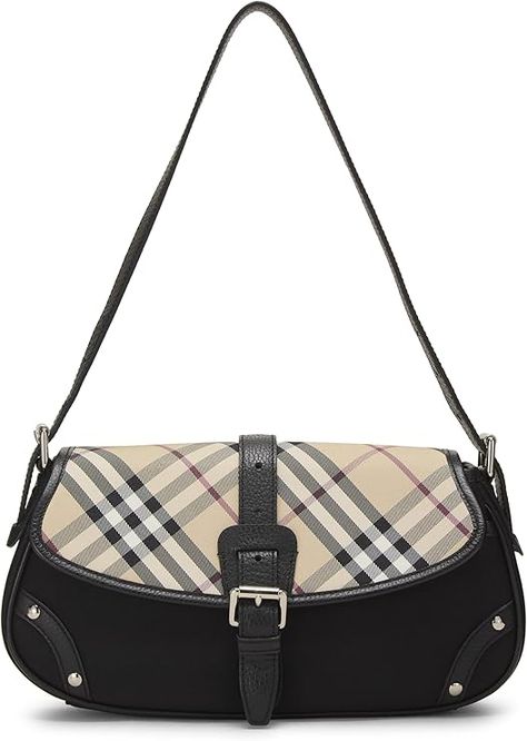 Amazon.com: Burberry, Pre-Loved Black Nylon Check Buckle Shoulder Bag, Black : Luxury Stores Bag Boutique, 2024 Wishlist, Black Luxury, Luxury Bag, Lifestyle Trends, Modern Trend, Shoulder Bag Black, Timeless Accessories, Christmas 2024