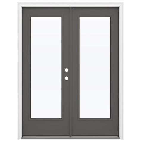 JELD-WEN French 60-in x 80-in Tempered Timber Gray Steel Left-Hand Inswing French Patio Door in the Patio Doors department at Lowes.com Double Patio Doors, Be Resilient, French Patio, French Exterior, French Doors Patio, Glass Insulators, Patio Door, Types Of Doors, Painted Doors