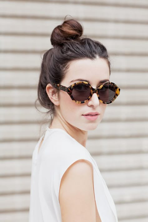 SPOTTED! Carmen Hamilton of TheChroniclesOfHer wearing the Karen Walker Number Six! Available at www.sunglasscurator.com #sunglasses #sunglasscurator #ILoveSunglasses Gala Gonzalez, Emmanuelle Alt, Leandra Medine, Ray Ban Outlet, Round Sunglass Women, Ray Ban Sunglasses, Top Knot, Messy Bun, Need This