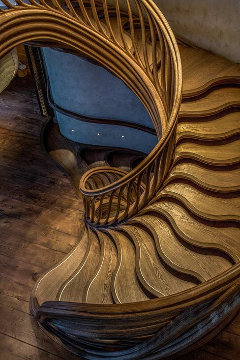 StairStalk – a stair for HIDE at 85 Piccadilly | ATMOS Landscape Stairs, Timber Staircase, Beautiful Stairs, Stairs Architecture, Stairway Design, Stair Handrail, Spiral Stairs, Lan Can, Stair Steps