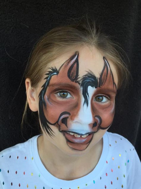 Full Face Horse Face Paint Easy For Kids, Horse Face Painting, Horse Face Paint, Painting Costume, Animal Face Paintings, Face Painting Tips, Face Oil Painting, Christmas Face Painting, Girl Face Painting